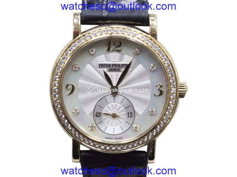 Patek Philippe Calatrava 4959J 18K Yellow Gold & Mother of Pearl Diamond Dial 31mm Womens Watch PATEK PHILIPPE