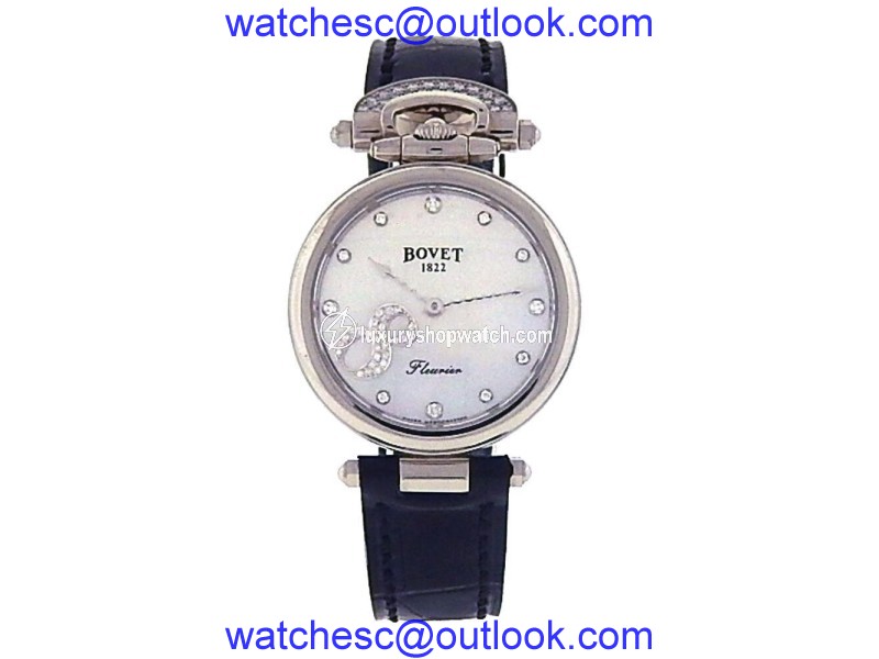 Bovet Fleurier H28WQ059-SD2 18K White Gold Mother Of Pearl Dial Diamond Markers Quartz 28mm Womens Watch Bovet