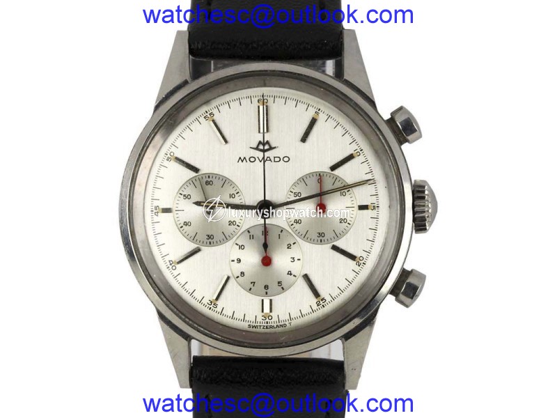 Movado Sub-Sea Chronograph 19068 Stainless Steel with Silver Dial Vintage 35mm Mens Watch Movado