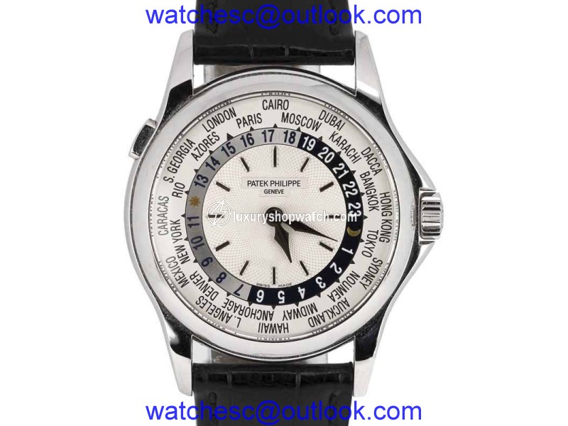 Patek Philippe Complications World Time 5110G 18K White Gold / Leather 37mm Mens Watch Patek Philippe