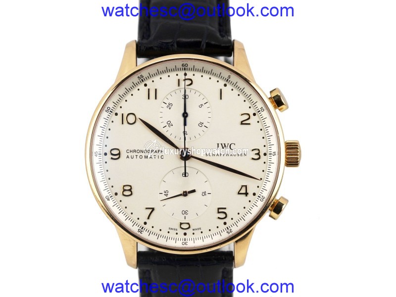 IWC Portuguese IW371402 18K Yellow Gold & Leather Automatic 41mm Mens Watch IWC
