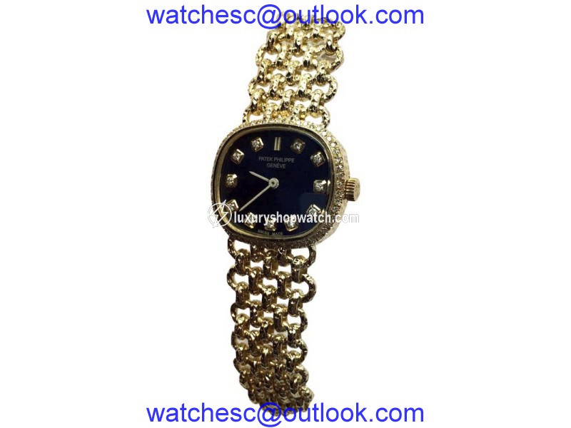 Patek Philippe 18K Yellow Gold & Blue Dial 20mm Womens Watch Patek Philippe
