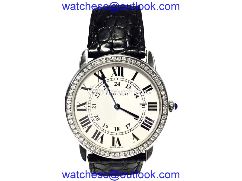 Cartier Ronde Solo Stainless Steel W Diamond Bezel & Band 36mm Mens Watch Cartier