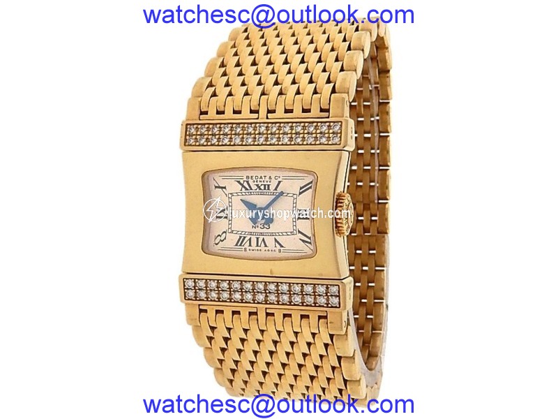 Bedat & Co Lady's Bedat No.33 338.333.809 18K Yellow Gold Quartz Diamonds Beige 25mm Womens Watch Bedat & Co