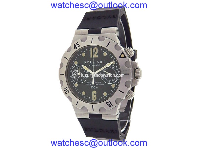 Bulgari Diagono Scuba SC38S Stainless Steel Rubber Automatic Black 38mm Mens Watch Bulgari