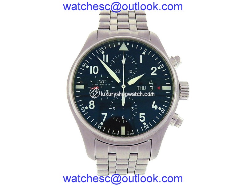 IWC Pilots IW377704 Stainless Steel Chronograph Automatic Black 43mm Mens Watch IWC