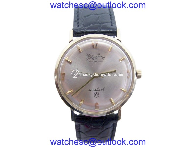 Lucien Piccard Sea Shark 14K Yellow Gold / Leather Vintage 33.2mm Mens Watch Lucien Piccard