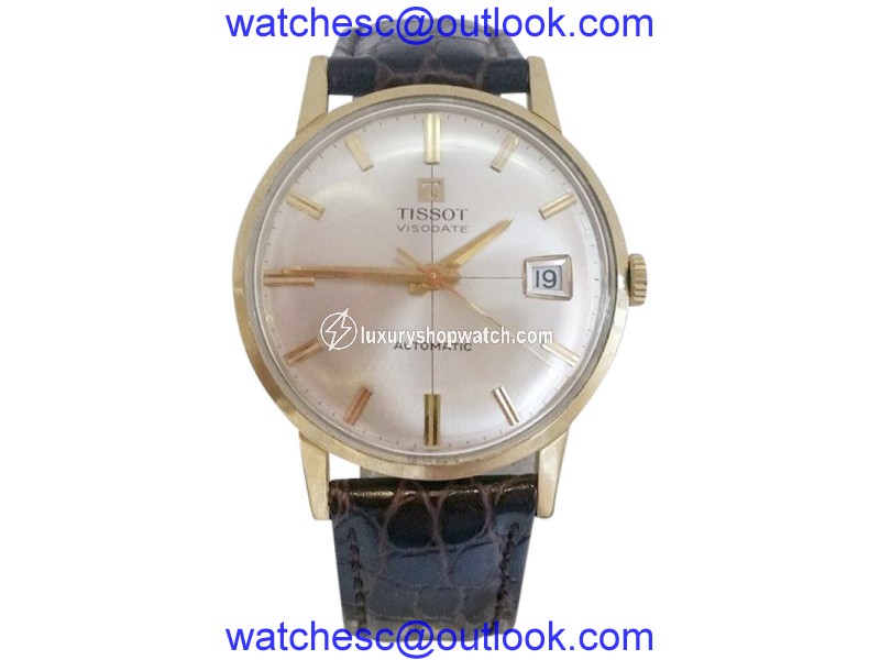 Tissot Visodatate 18K Yellow Gold / Leather Vintage 34.5mm Mens Watch Tissot