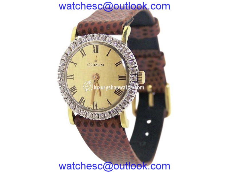 Corum 27307 18K Yellow Gold / Leather Vintage 24mm Womens Watch Corum