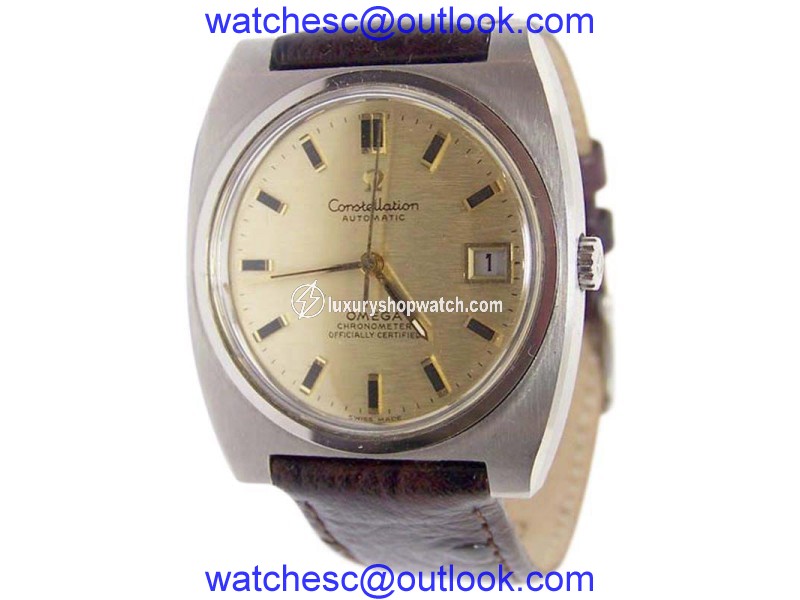 Omega Constellation Stainless Steel / Leather Vintage 36mm Mens Watch Omega