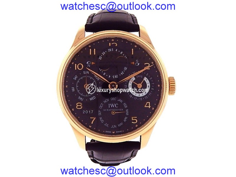 IWC Portuguese Perpetual Calendar 18K Rose Gold Automatic 44mm Mens Dress Watch IWC