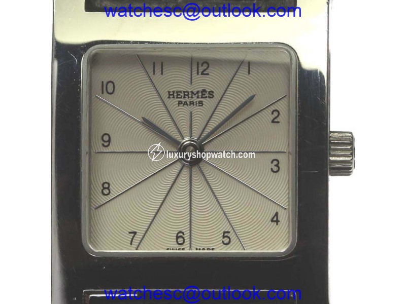Hermes H Watch HH1.210 Stainless Steel Silver Dial Quartz Leather Belt 21.5mm Womens Watch Hermes