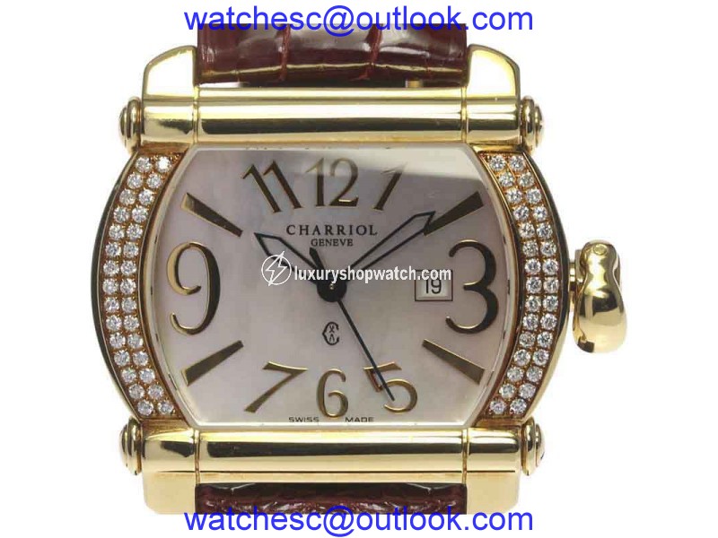 Philippe Charriol CCHTLG 18K Yellow Gold Diamond Mother of Pearl 35mm Womens Watch Philippe Charriol