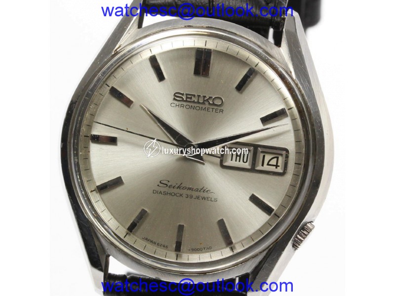Seiko Seikomatic 6246-9000 Stainless Steel / Leather Automatic 36mm Mens Watch| Seiko
