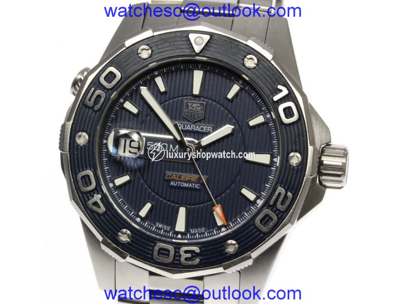 Tag Heuer Aquaracer WAJ2112 Stainless Steel Navy Dial Automatic 44mm Mens Watch Tag Heuer