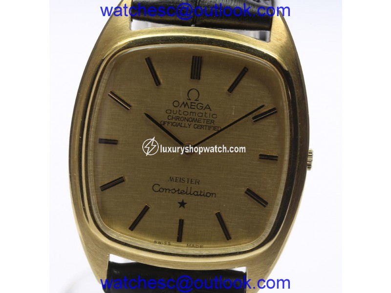 Omega Constellation Yellow Gold / Leather Automatic 31mm Vintage Mens Watch Omega