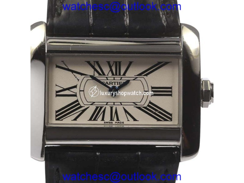 Cartier Mini Tank Divan W6300255 Stainless Steel / Leather Quartz 31.5mm Womens Watch Cartier
