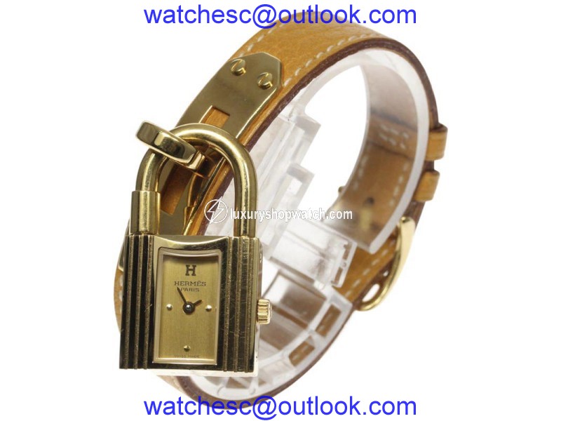 Hermes Kelly Watch Gold Plated / Stainless Steel & Leather Belt 20mm Womens Watch Hermes