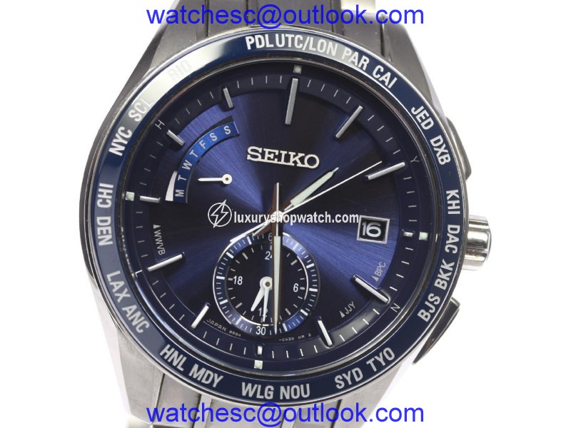 Seiko Brightz SAGA177 Titanium & Ceramic with Blue Dial 43mm Mens Watch Seiko