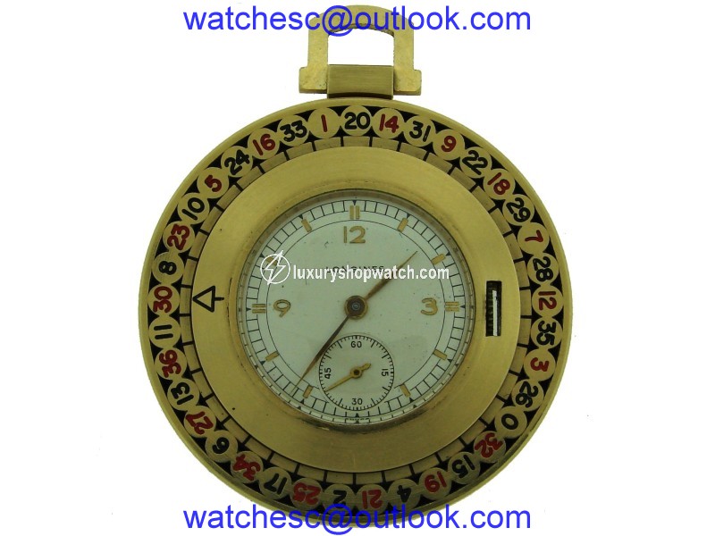 Vintage Longines Yellow Gold Enamel Roulette Pocket 1940S Watch Longines