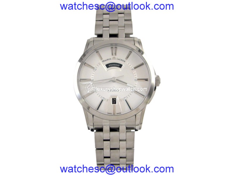 Maurice Lacroix Pontos PT6158-SS002-13E Day Date Stainless Steel Silver Dial 40mm Mens Watch Maurice Lacroix
