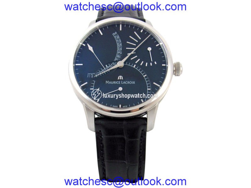Maurice Lacroix Masterpiece MP6508 Black Dial Stainless Leather 44mm Mens Watch Maurice Lacroix