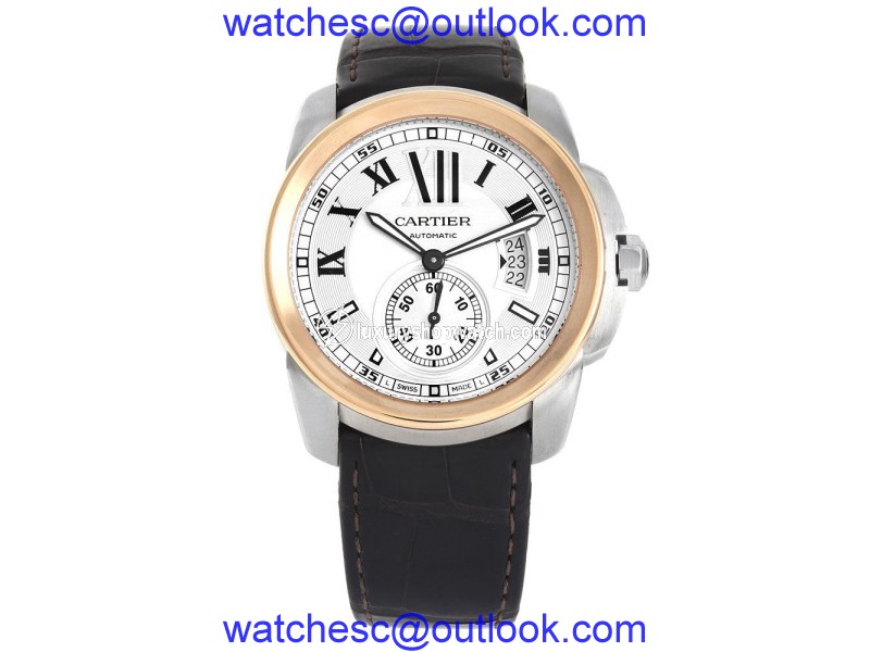 Cartier Calibre W7100039 18K Rose Gold / Leather 42mm Mens Watch Cartier