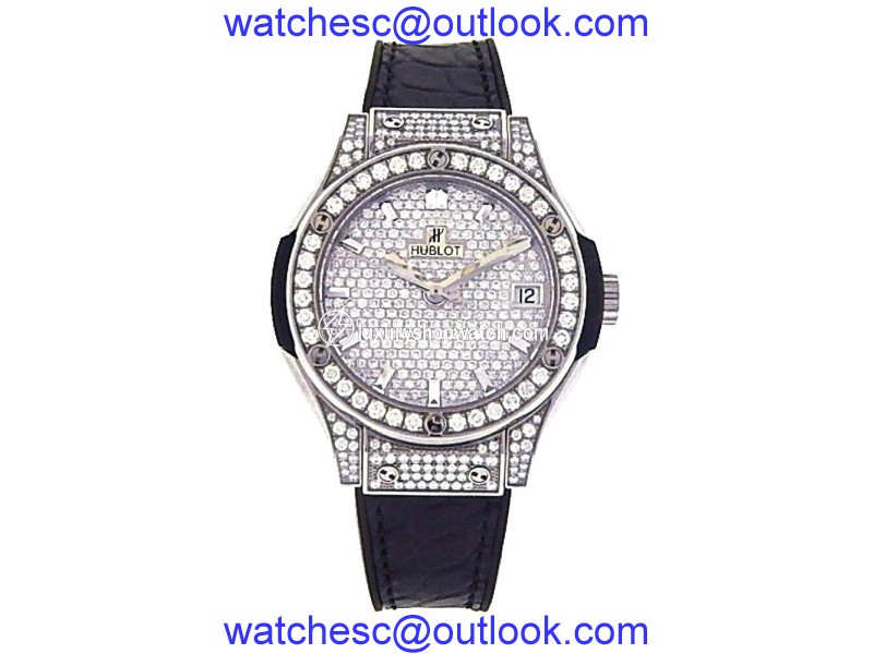 Hublot Classic Fusion 581.NX9010.LR1704 Titanium Diamond Pave Dial and Bezel Quartz 33mm Womens Watch Hublot
