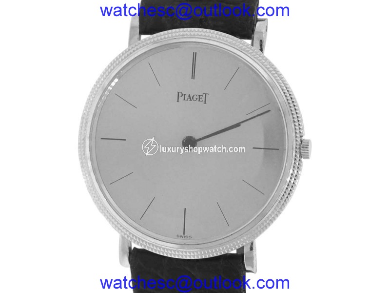 Piaget 9021 18K White Gold & Leather Manual Vintage 31mm Unisex Watch Piaget
