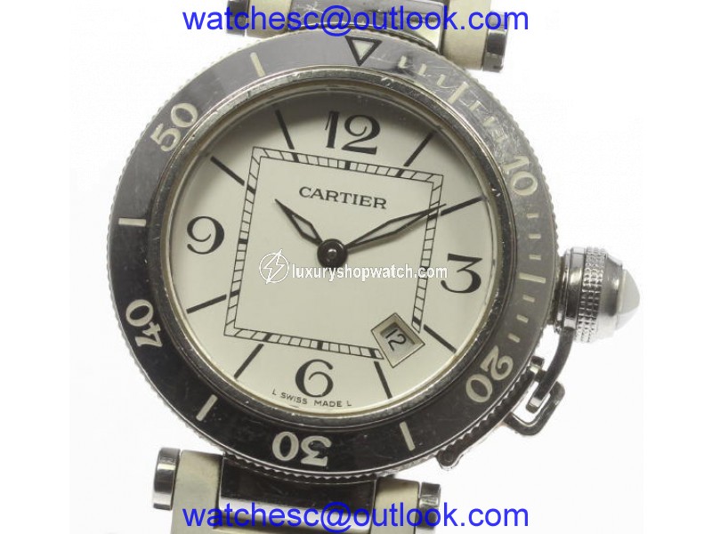 Cartier Pasha Sea Timer W3140002 Stainless Steel Quartz 32mm Womens Watch Cartier