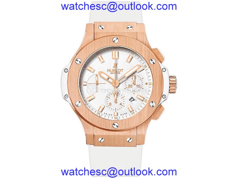 Hublot Big Bang 18K Rose Gold with White Dial 44mm Mens Watch Hublot