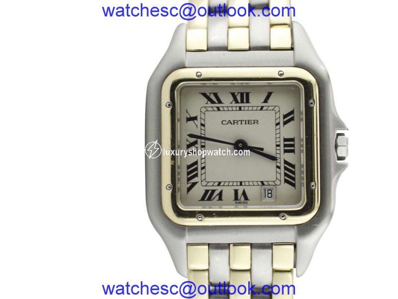Cartier Two Tone Gold Santos Quartz 27mm Mens Watch Cartier