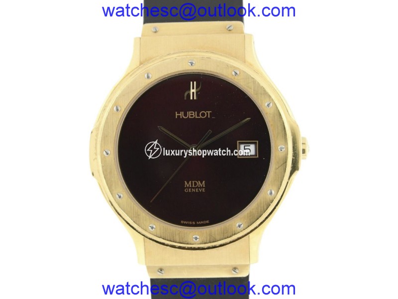 Hublot Classic Elegant 18K Yellow Gold Burgundy Dial 36mm Date Watch Hublot