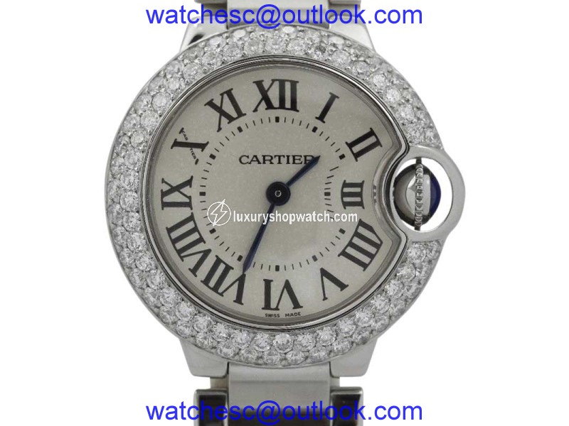 Cartier Ballon Bleu Stainless Steel with Diamond Bezel Quartz 27mm Womens Watch Cartier