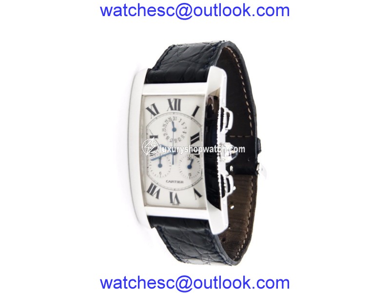 Cartier Tank CC215189 18K White Gold Chronoflex Tank Chronograph Quartz 27mm Unisex Watch Cartier