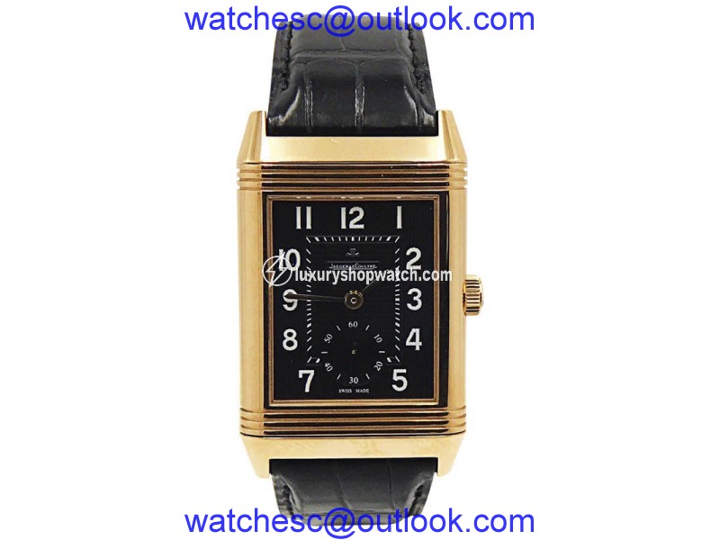 Jaeger LeCoultre Reverso Q3732470 18K Rose Gold & Alligator Leather Manual 30mm Mens Watch Jaeger-LeCoultre