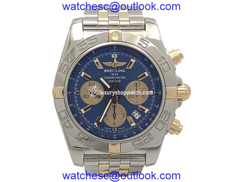 Breitling Chronomat IB0110 Stainless Steel & 18K Yellow Gold Blue Dial 44mm Mens Watch Breitling