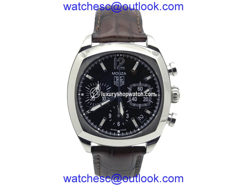 Tag Heuer Monza GTS Stainless Steel / Leather with Black Dial 38mm Mens Watch Tag Heuer