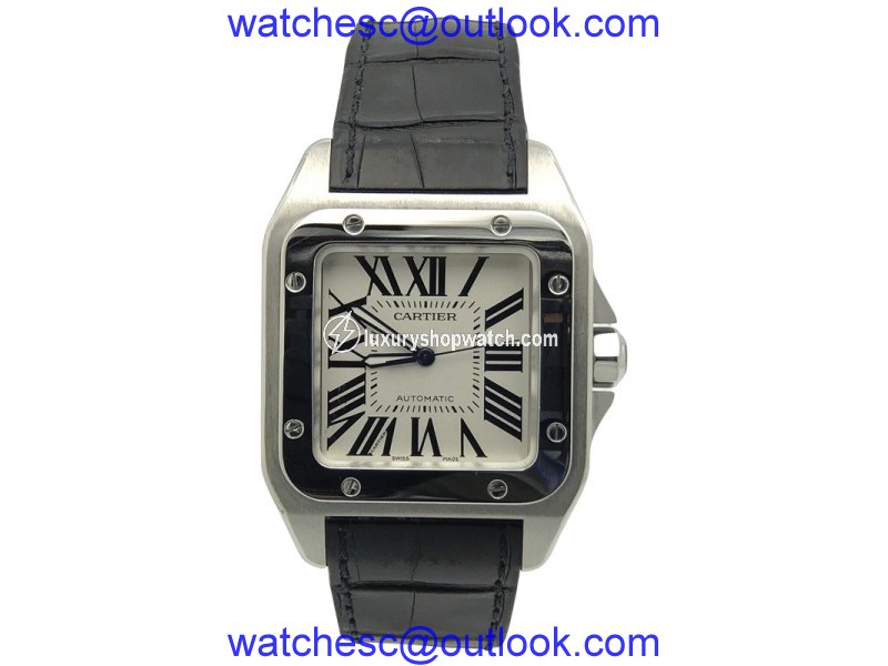 Cartier Santos W20073X8 Stainless Steel / Rubber with Silver Dial 41mm Mens Watch Cartier