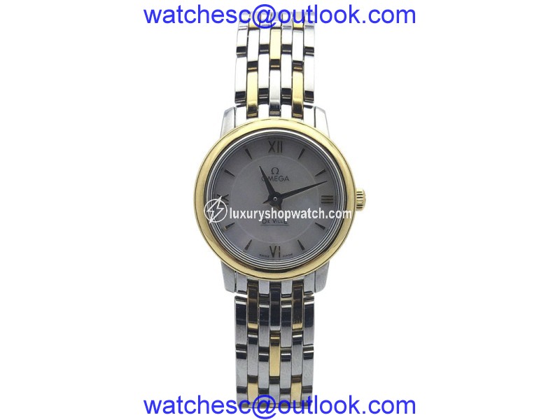 Omega Deville 424.20.24.60.05.001 Two Tone Stainless Steel and 18K Yellow Gold Quartz 24.4mm Womens Watch Omega