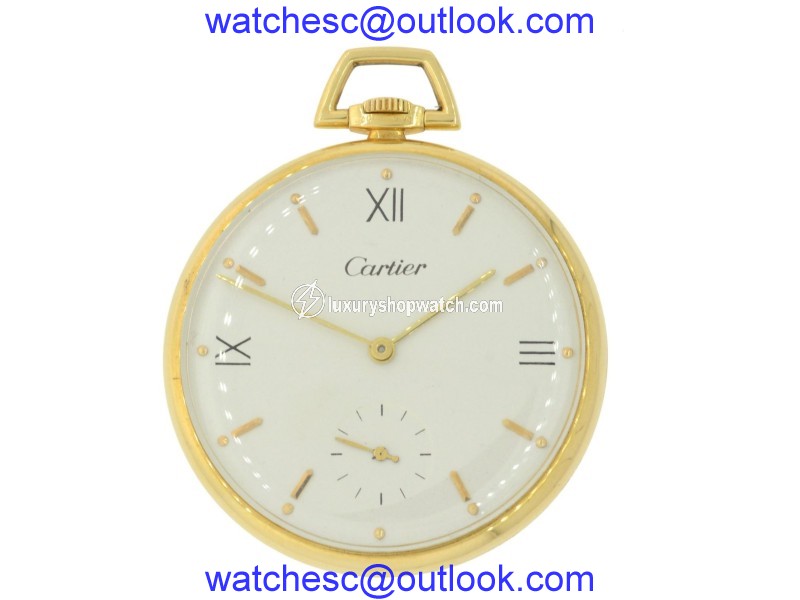 Cartier 18K Yellow Gold Manual Vintage 44mm Unisex Pocket Watch Cartier