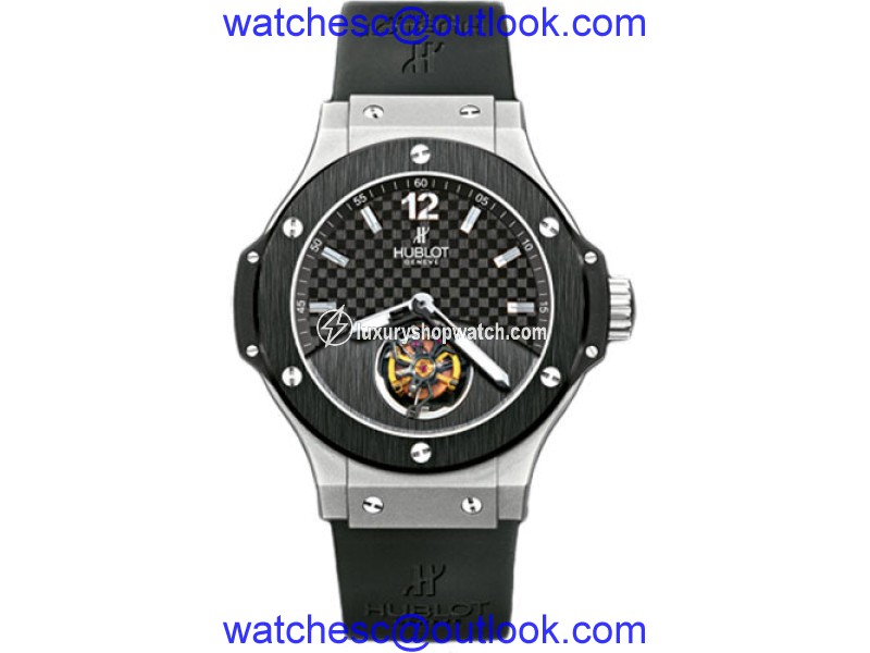 Hublot Tourbillon Solo Big Bang 305.TM.131.RX Platinum & Black Rubber with Black Carbon Fiber Dial 44mm Mens Watch Hublot