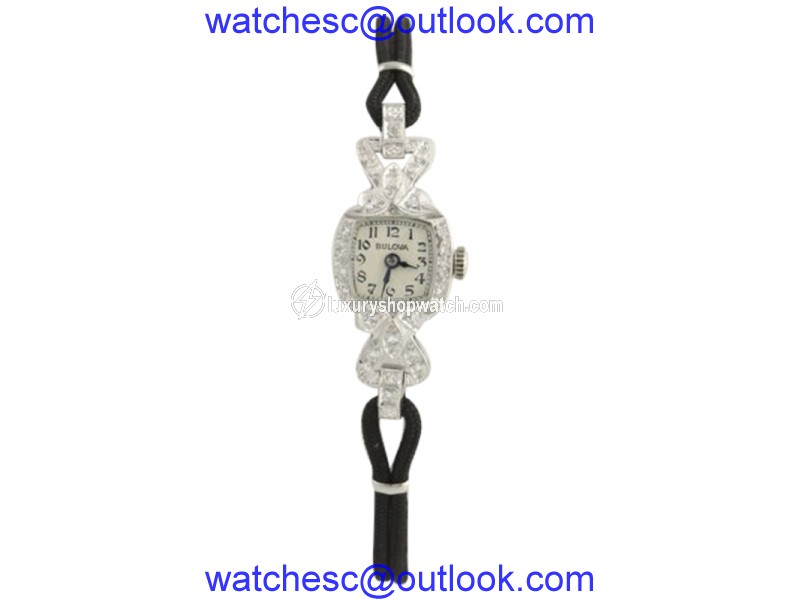 Bulova 900 Platinum 0.20ctw Diamond 14.1mm Womens Wristwatch Bulova
