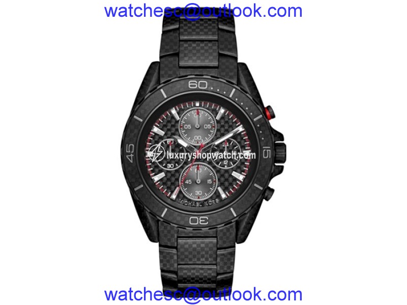 Michael Kors Chronograph JetMaster Carbon Fiber Stainless Steel Bracelet Mens Watch Michael Kors