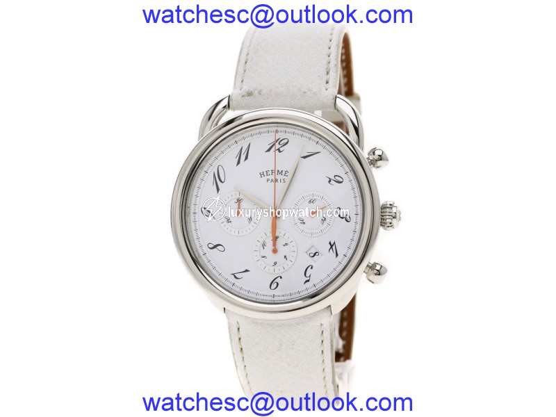 Hermes Arceau AR4.910a Stainless Steel & Leather Mens Watch HERMES