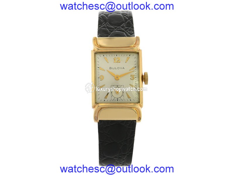 Bulova 10K Gold Case Leather Band Mens Vintage Wrist Watch Bulova