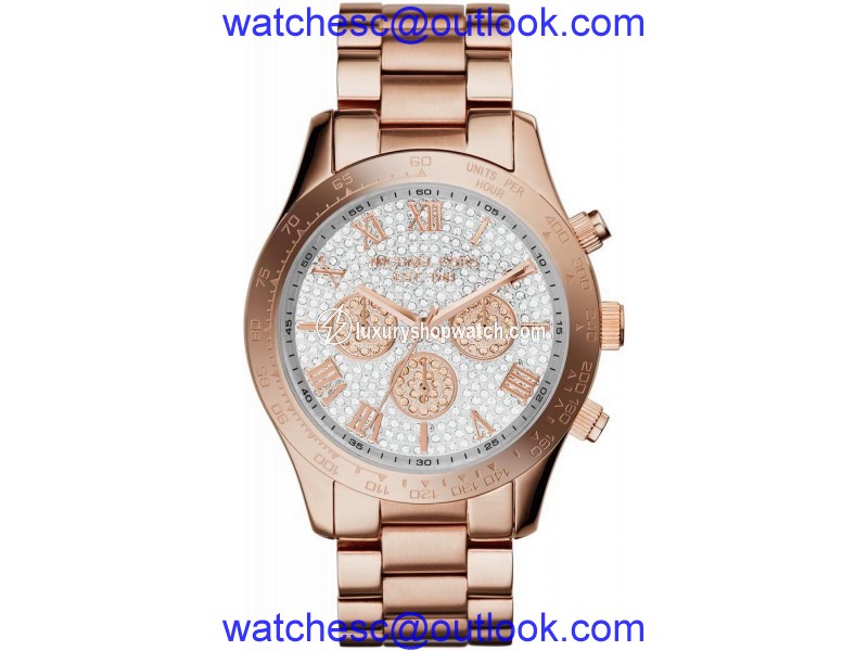 Michael Kors MK5946 Chronograph Layton Rose Gold-Tone Stainless Women's Watch 43mm Michael Kors