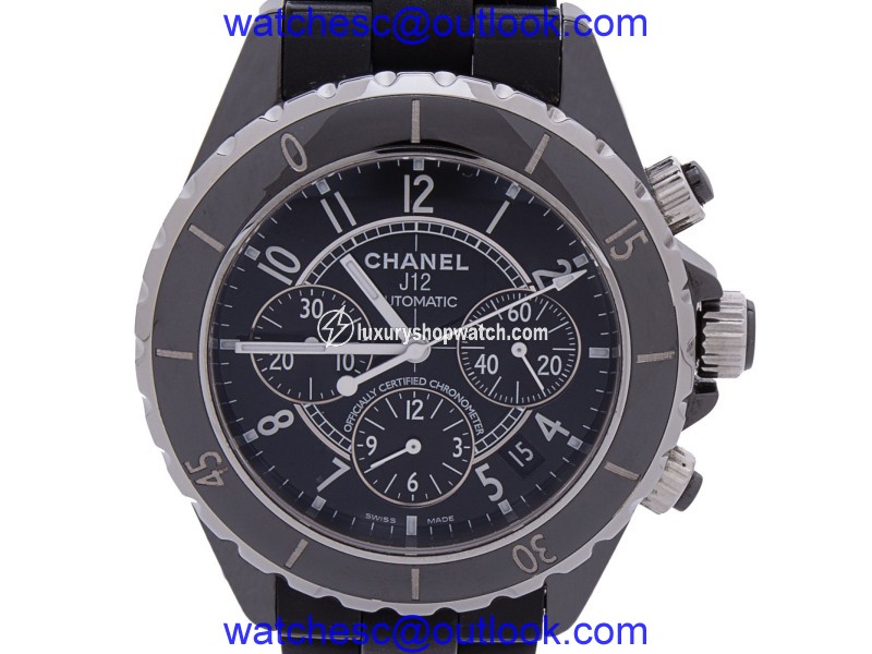 Chanel J12 Black Ceramic Chronograph Black Dial Automatic 38mm Women's Watch Chanel