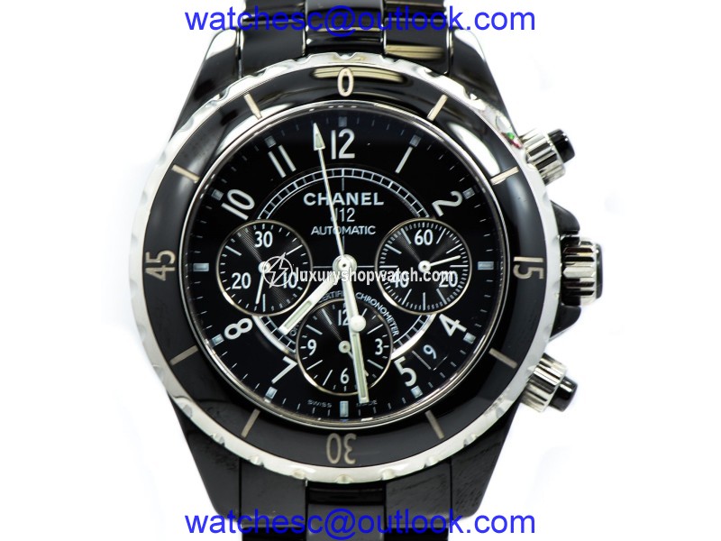 Chanel J12 Black Ceramic Chronograph Black Dial Automatic 41mm Women's Watch Chanel