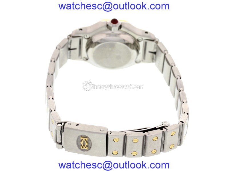 Cartier Santos 18K Yellow Gold & SS Automatic Diamonds Womens Watch Cartier
